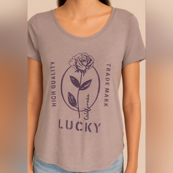 Lucky Brand High Quality California Rose Graphic Tee Lavender Purple NWT S - Picture 6 of 6
